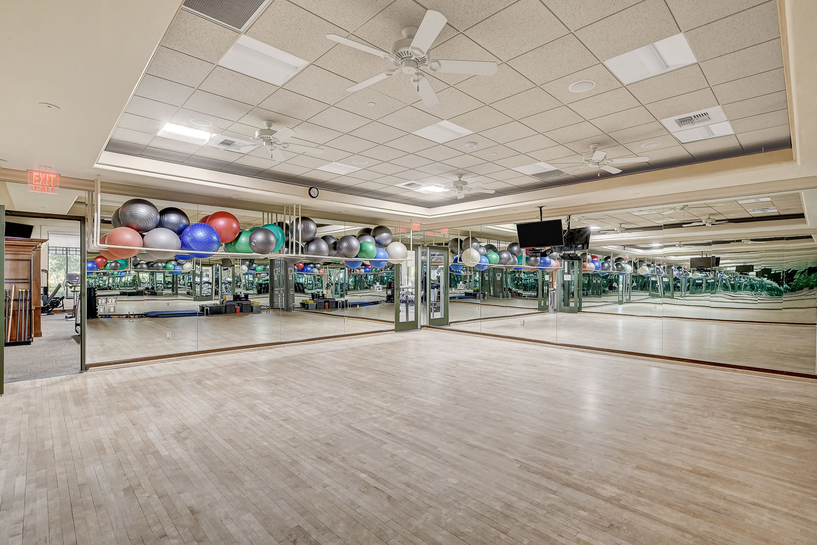 Mirrored aerobics and group fitness studio inside the Siena Fitness Center