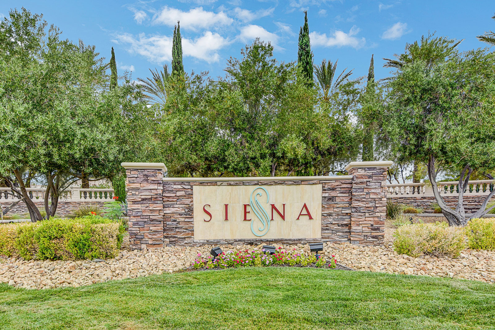 Siena community stone monument entrance sign in Summerlin South, Las Vegas, Nevada