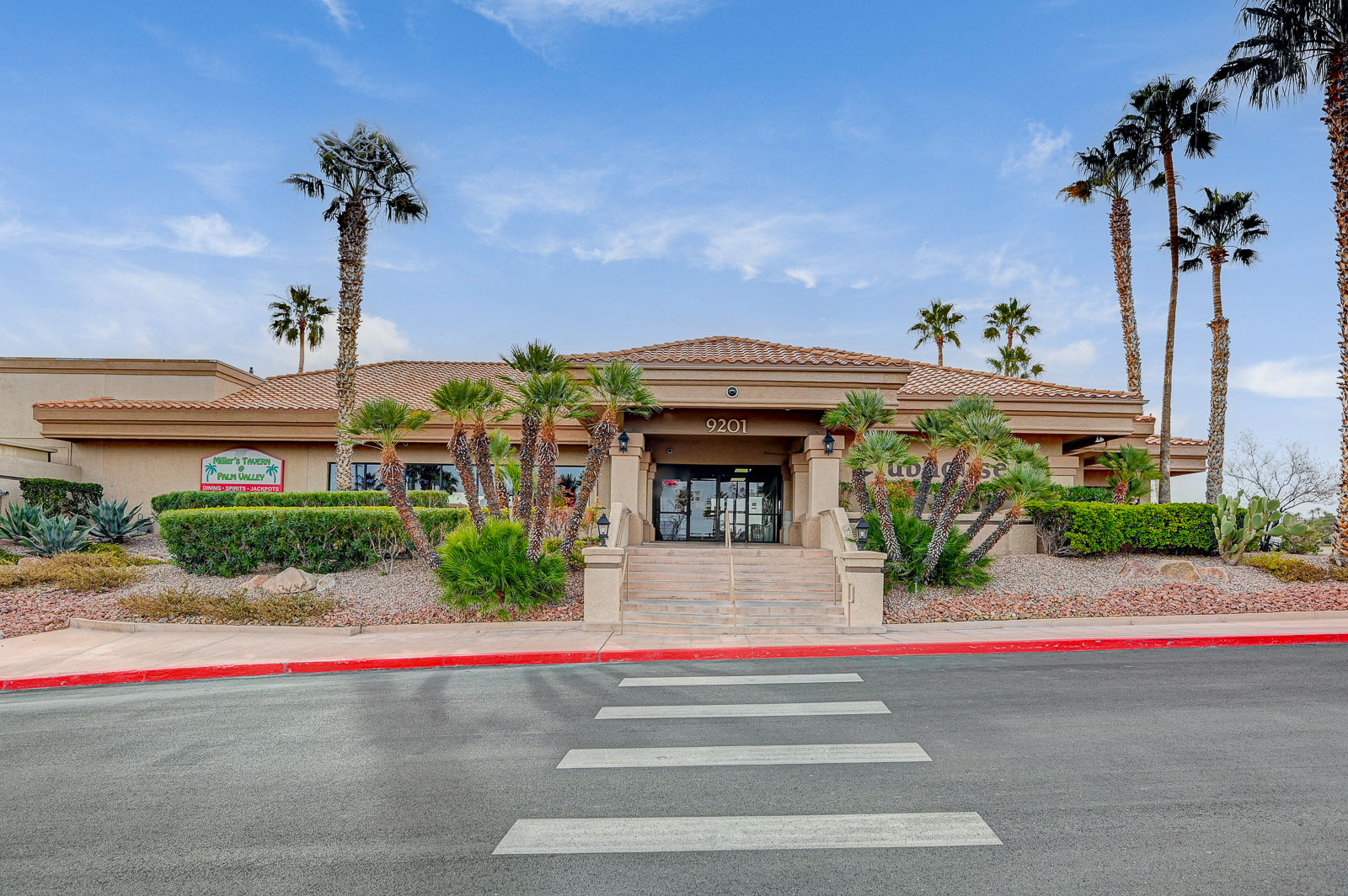 Mediterranean-style clubhouse exterior at Sun City Summerlin in Las Vegas, Nevada