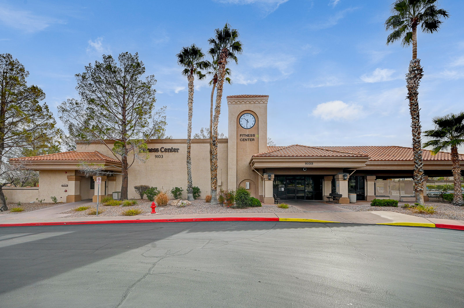 Community center clock tower at Sun City Summerlin in Las Vegas, Nevada